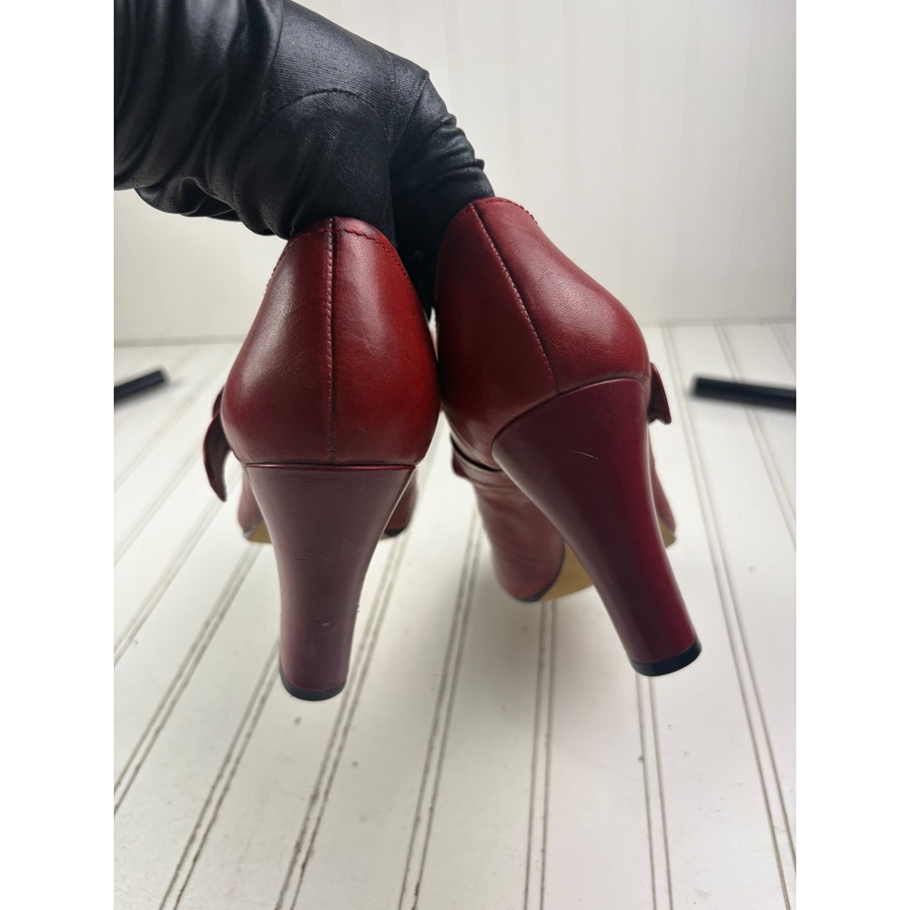 Nine West Vintage Y2K Red Leather Mary Jane Block Heel Pumps Women's 8.5M - Picture 6 of 11